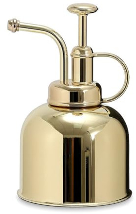 Brass Mini Mister para plantas tropicales de interior - Botella de spray humidificador de niebla fina para orquídeas, fucsias y plantas de interior, 11 x 11 x 19 cm, acabado dorado brillante