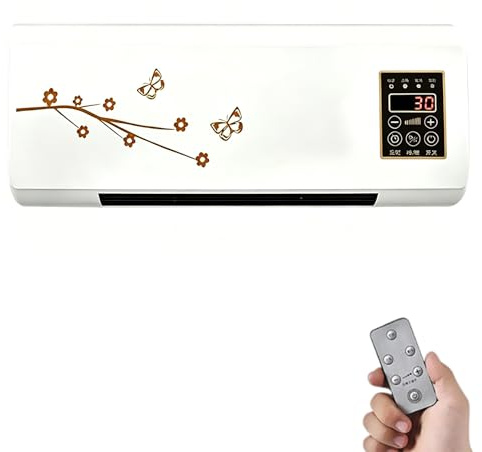 Quiet Wall Fan, New Gobi Heated Fan with Ventilation Function, Portable Air Conditioner, Remote Control and Timer (No Cooling Function) Golden-flower