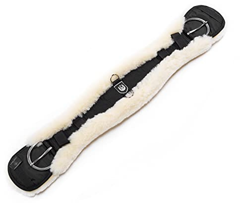 CHRIST Lammfell Western-Sattelgurt KONTURGURT von Werner anatomisch geformter Westerngurt (Kurzgurt), echtes Fell in schwarz-Natur, Länge 70 cm
