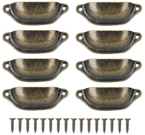 8 Stück Antike Griffe Muschel Design Bronze Metall Schubladengriffe Vintage Schrank Griffe Türgriffe mit Schrauben
