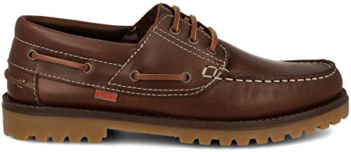 PAYMA - Scarpe da Barca Uomo Donna Bambino in Pelle Casual. Chiusura con Tre Occhielli. Suola di Gomma. Taglie Grandi. Colore: Marrone, Taglie EU 42
