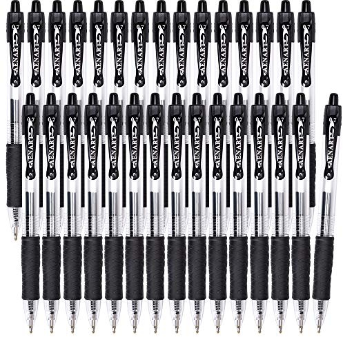 Aen Art Gel Pens Black 0.7mm Fine Point 30 Retractable Gel Ink Pens with Rubber Grip - Quick Dry Roller Pen for Writing, Office, School
