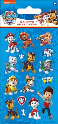 Paper Projects 01.70.15.046 Paw Patrol Aufkleber in Partygröße, Blau, 6 Bögen, 12,5 cm x 7,5 cm