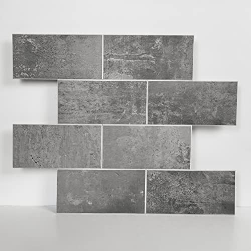 Colamo Abziehen und Aufkleben, grauer Beton in Steinoptik, für Küche und Badezimmer, zum Aufkleben auf Fliesen, Dunkelgrau, 30,5 x 30,5 cm, 10 Stück