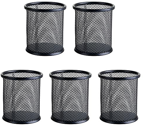 5 Pieces Office Storage Pen Holder, Pen Pencil Cup, Mesh Pencil Pot, Mesh Desk Office Organizer, Pen Holder, Used to Store Pencils, Pens, Eyebrow Pencils and Small Objects