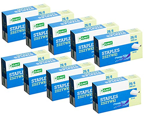 D.RECT Heftklammern 26/6 | Klammern für Büroheftgeräte | Tacker Heftklammern | Hefter Klammern | Verpackung 10000 Stück | 10x1000 Stück