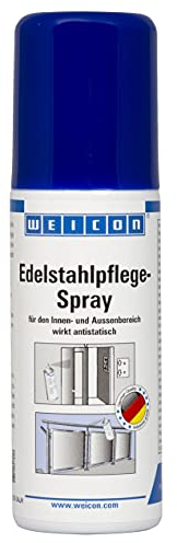 WEICON Spray per la cura dell'acciaio inossidabile, 50 ml, efficace detergente per superfici metalliche, antistatico e opaco