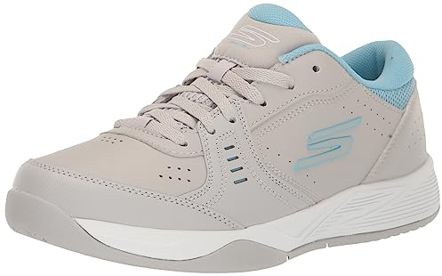 Skechers Viper Court Smash Athletic - Tenis de Pickleball para Mujer, para Interiores y Exteriores, Ajuste Relajado, Gris/Azul, 40 EU