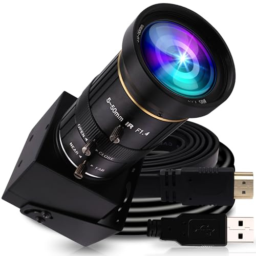 ELP Telecamera 4K USB HDMI USB Zoom Manuale Webcam Messa a Fuoco Variabile Mini Telecamera Close-up per Computer Telescopio H.264 Telecamera di Sicurezza USB 8MP IMX415 Telecamera CCTV Industriale (5
