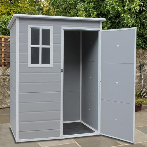 Panana Plastic Garden Storage Shed Outdoor Storage Includes Plastic Floor, Strong Structure House Tool Shed Utility Chest Shed Box (D14-79 x 152x 196 cm)