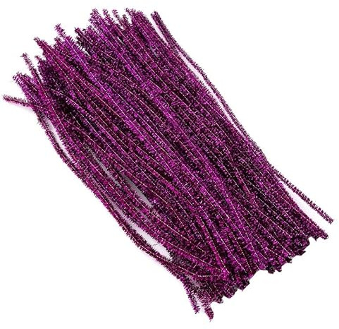 200 Stück Glitzer Pfeifenreiniger Chenilledraht 6 MM * 30 cm Pfeifenputzer Bunt Zum Basteln Chenille Stiel Biegeplüsch Pfeifenputzerdraht für Kinder Zum Basteln Handwerk Dekorationen -Lila