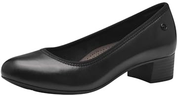 Tamaris Comfort Damen Pumps aus Leder Kleiner Absatz, Schwarz (Black), 38 EU