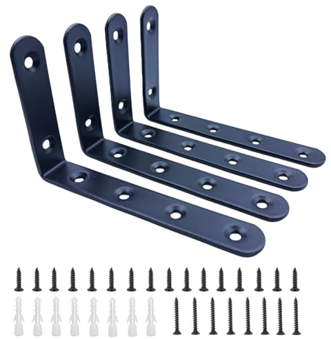 Möbelanker, Kippschutz-Set für Babys, Haustiere, 12,7 x 7,6 cm, Schwarz, Möbelanker, Kommode, Wandsicherheitsanker, Bücherregal, verhindert Herunterfallen und Erdbeben, 4 Stück