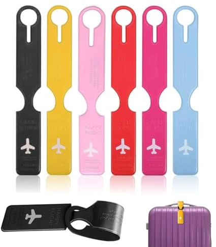 FDCGAS kofferanhänger flugreise - 6 pcs Gepäckanhänger Kofferanhänger mit Adressschild,Koffer Reise Gepäckanhänger Identifizieren Etiketten,Koffer Namensschild,Kofferanhänger Flugreise PVC-Anti-Lost