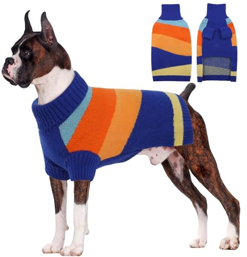 OUOBOB Suéter para perro, suéteres para perros de talla grande, suéter de Navidad de cuello alto, suéter cálido extra para perro, ropa de punto para labrador, golden retriever, doberman, boxers, talla