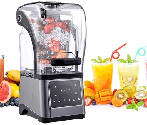 Blender Smoothie-maskin, 2000 W Mini Slush Slushy Juice-maskin, 1,6 L kommersiell smoothiemaskin med ljudinneslutning, Broken Wall-matlagningsmaskin for cocktail, kaffe, iste