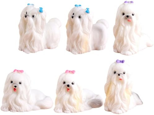 BCOATH 6stücke Miniatur-hundefiguren Aus Harz Mini Welpen Figuren Realistische Tierfiguren Für Micro Landschaft Detaillierte Spielzeugfiguren Schreibtischdeko Hundestatue