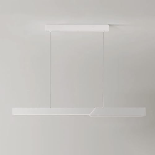 Suspension rectangulaire ultra-mince, lampe suspendue à bande métallique blanche avec abat-jour en acrylique, lampes à suspension longues linéaires, lustre LED moderne, luminaires de salle à manger