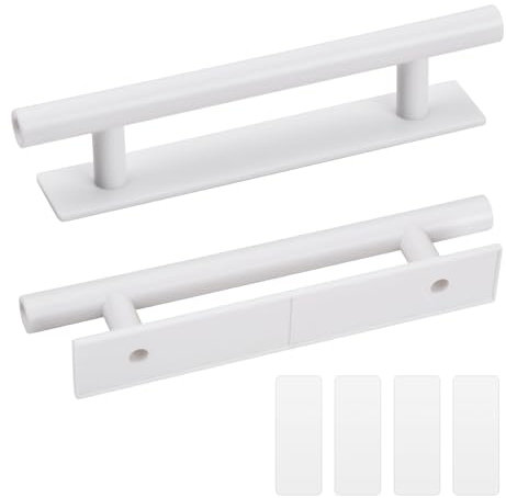Amexo 2pcs 150 mm Adhesivo Manijas, Dormitorios Manija Autoadhesiva Tiradores Armarios Tiradores de Puerta Autoadhesivos para Armario de Cajón de Armario de Cocina (Blanco)