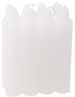 Ovaletta 8 Stück Stabkerzen Weiß, Kurze Stabkerzen, Tafelkerzen, Kerzen Weiß, Weiße Kerzen, Notfallkerzen, 2,1 x 10,8 cm