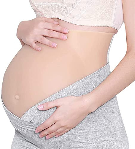 SXTYFBB Künstlicher Bauch aus Silikon für Schwangere, Requisite für Fotografie-Schauspieler, 6 Monate, Elfenbeinweiß
