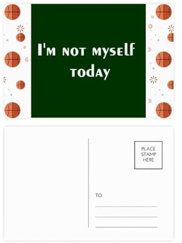 Postkarten-Set mit Aufschrift Not Myself Bad Mood Art Deco Fashion Basketball, Dankeskarte, Versandseite, 20 Stück
