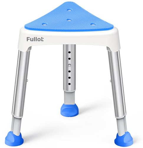 Space-Saving Triangular Shower Chair for Inside Shower with EVA Pad, 400 lbs Adjustable Shower Stool for Elderly and Disabled, Non-Slip Bathtub Chair with Stable-Bracing, Tool-Free