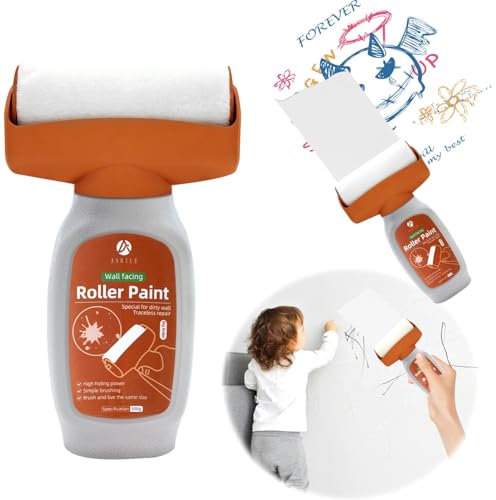 Fosoloni 500g Wandfarbe Ausbessern Grau, Wandreparaturroller Farbe, 2 in 1 Wandreparatur RollbüRste, Wandreparatur Rollbürste mit Wandreparaturpaste für Küche,Schlafzimmer,Wohnzimmer und Spielzimmer