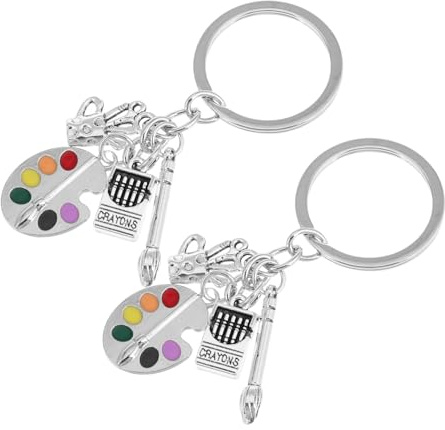 SOIMISS Art Palette Charm Key Ring Paintbrush Keychain for Artists Keyring Paintbrush Pendant