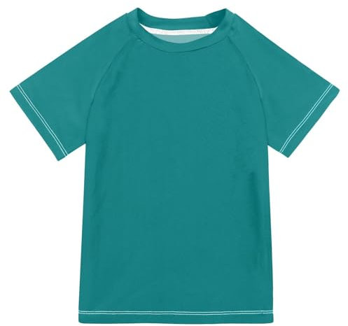 Rash Guard Jungen Rashguard-Shirt, schnelltrocknend, kurzärmelig, 3–12 Jahre, Blaugrün, Blau, 11-12 Jahre
