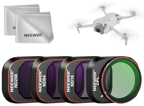 NEEWER Kit de 4 Filtres ND CPL Compatible avec DJI Mini 4 Pro, Verre Optique HD Multicouche à Visser ND16 ND64 ND256, Polarisant Circulaire à Densité Neutre, Accessoire Drone, 2x Chiffons de Nettoyage