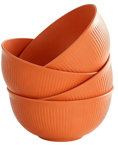 Cereal Bowls Unbreakable Plastic 4 Pack BPA Free Microwave Safe Bowls | Unbreakable food grade cereal bowls, BPA free lightweight dinnerware for soup salad pasta rice, microwave dishwasher safe