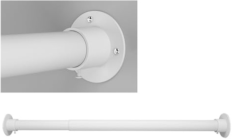 Tringle télescopique réglable ronde pour vêtements et rideau de douche, barre de tension pour buanderie et chambre à coucher (130240 cm, blanc)