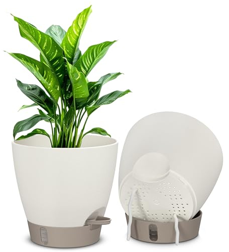 Perimvo Selbstbewässerung Blumentopf 2er Set – Wasserstandsanzeige, Ø 20 cm | Gesunde Pflanzen ohne täglichen Aufwand · Docht & 400 ml Reservoir · du siehst, wann Wasser fehlt