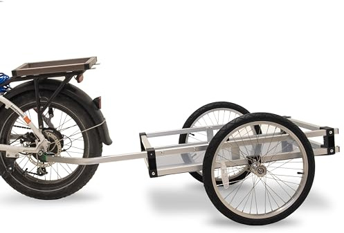 WIKE Remorque de vélo à Plateau en Aluminium Robuste : la Cargaison intérieure Mesure 56 cm x 77 cm, Charge utile maximale 56,7 kg – livrée avec Un attelage de vélo en Acier Facile à Installer, Une