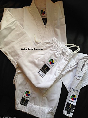 ARAWAZA WHITE CHILDS WKF APPROVED KARATE SUIT GI UNIFORM MIDDLEWEIGHT 10oz