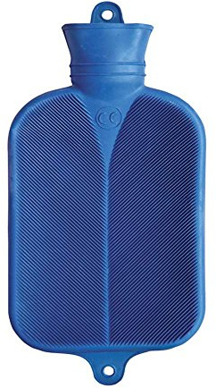 Sänger Wärmflasche 2 Liter, Wärmeflasche Bettflasche Wärmekissen, Halblamelle, blau