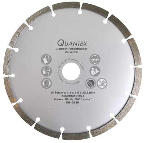 Diamant Frässcheibe Ø 180 mm Segmentstärke 9,5 mm, Fugenfräser für Mauerwerk und Putz