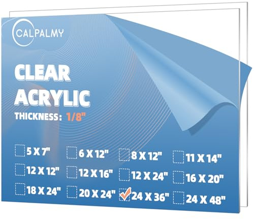 CALPALMY (2 Pack) 1/8 Thick Clear Acrylic Sheets - 24 x 36 Pre-Cut Plexiglass Sheets for Craft Projects, Signs, Display Cases, Sneeze Guard and More - Cut with Engraver, Power Saw or Hand Tools