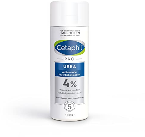 CETAPHIL PRO Urea 4 Prozent Aufbauende Feuchtigkeitslotion, 200ml, Für trockene, raue Haut am Körper, Glättet und hydratisiert intensiv, Erhöht den Wassergehalt