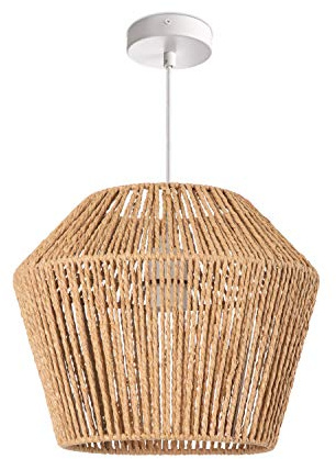 Paco Home Lámpara De Suspensión Ratán Mesa Comedor Colgante Lámpara E27 Papel Boho, Farbe_MuVa:Naturaleza (Ø33cm), Tipo de luminaria___Color:Lámpara colgante - Blanco
