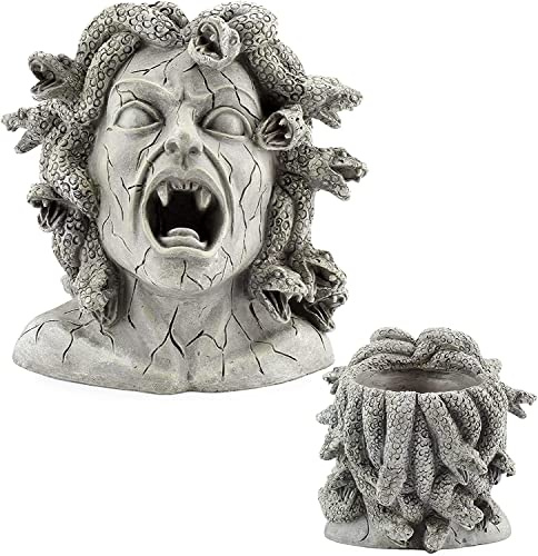 Darware Pflanzgefäß Medusa-Kopf, Kunstharz, groß, Gartendekoration, Statue, Blumentopf