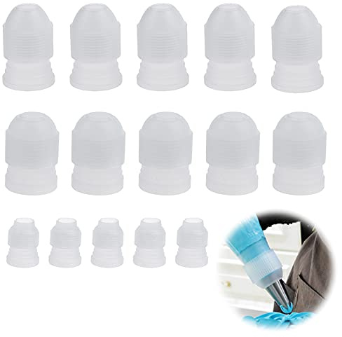 Tårtkoppling med 3 storlekar plast clutch spritspåse munstycke set tårta dekorera kuverthållare återanvändbara spritspåse kopplare för tårta dekorera sprutmunstycken 15 stycken