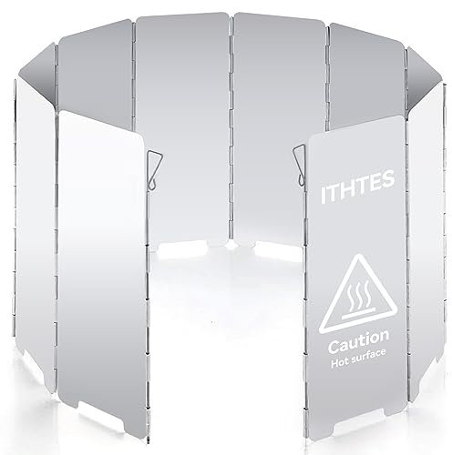 Ithyes Hornillo de gas para camping, protección contra el viento, accesorios de camping, 10 placas de protección contra el viento, plegable, estufa de gas, cortavientos, equipo de camping