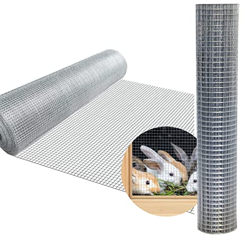 Agricultural Fencing Garden Netting Aviary Wire Hot-Dip Galvanised Welded Wire Mesh Fence Roll, Square Wire Mesh 25mm for Chicken Rabbit Outdoor Garden Vegetables Fruit, 610MM x 15M