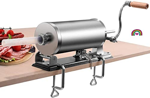 Insaccatrice per Salsicce Manuale, Macchina per Produzione di Salsiccia Domestica, Macchina Per Salumi Multifunzioale Acciaio con 4 Tubi di Riempimento, per Casa e Ristoranti 3.6L