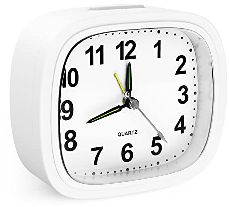 Ankilo Reloj Despertador Analógico, Reloj Despertador Digital Sin Tictac, Reloj Despertador Silencioso con Luz Nocturna y Función de Repetición para Dormitorio Sala Oficina, Blanco…