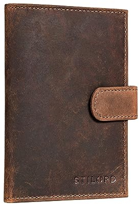 STILORD Yoshi Reisepasshülle Leder Karten Portemonnaie Reiseorganizer Ausweishülle Leder Slim Wallet aus Echtleder Kartenhalter Vintage Farbe:Calais - braun