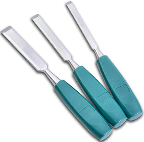 OITTo Set di 3 scalpelli per Legno, scalpello Professionale con Bordo smussato, Ideale per Intaglio del Legno, Artigianato (10 mm, 14 mm, 19 mm)