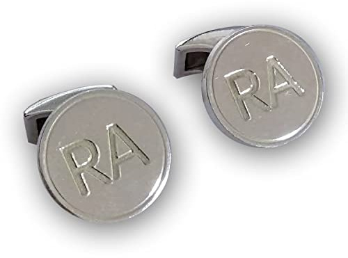 Gemelos Personalizados con Iniciales labradas en Plata de Ley - Para Novios, Padrinos - Trasera ancha grabable